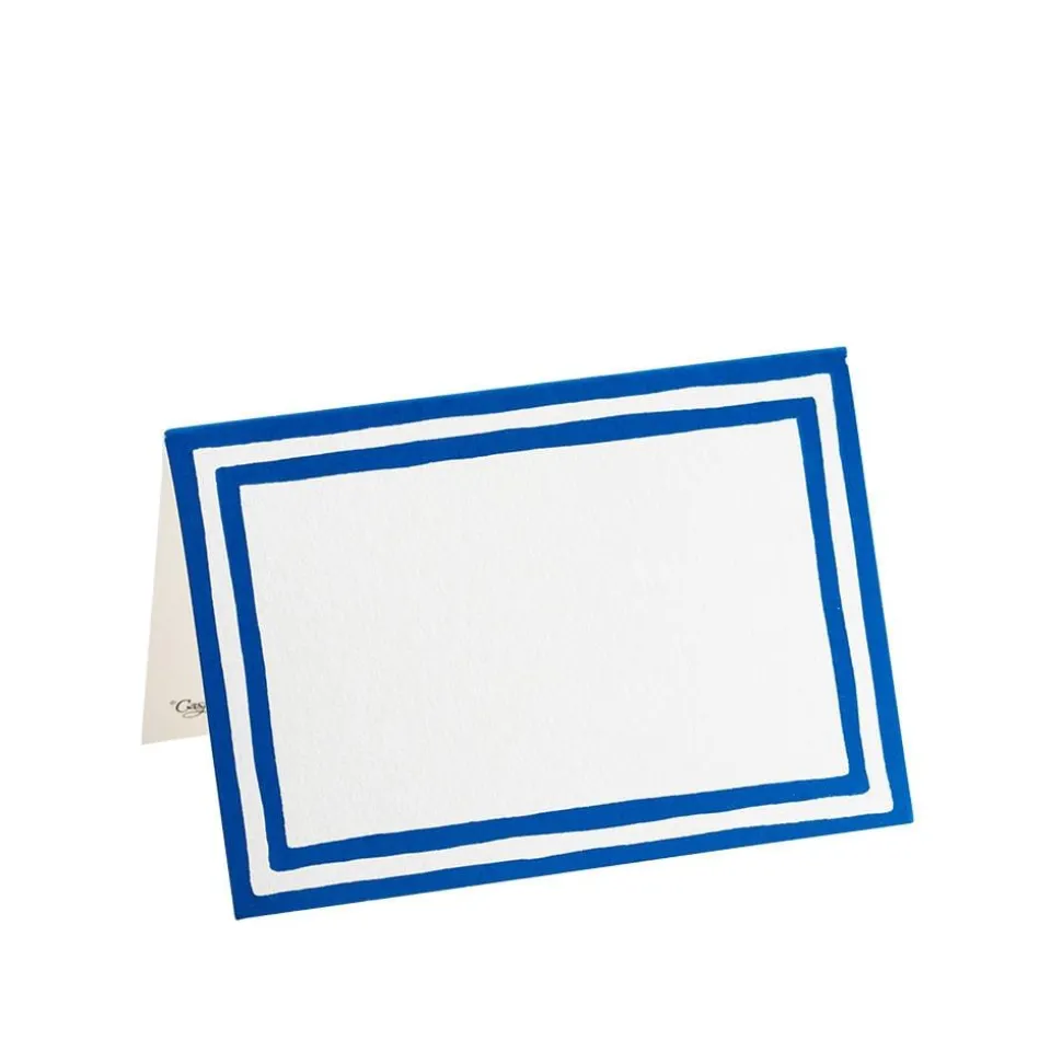Border Stripe Place Cards in Blue Foil - 8 Per Package