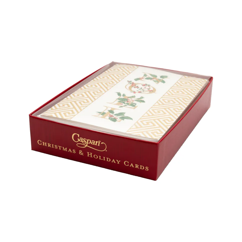 Botanical Noel And Fretwork Small Boxed Christmas Cards - includes 15 cards & envelopes