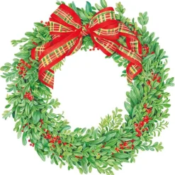 Boxwood and Berries Wreath Die-Cut Placemat - 4 Per Package