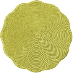 Braided Scallop Edge Round Placemat in Avocado - 1 Each