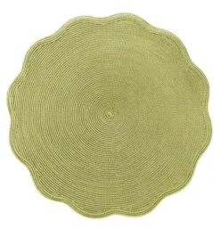 Braided Scallop Edge Round Placemat in Moss & Canary - 1 Each