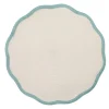 Braided Scallop Edge Round Placemat in Silver & Aqua - 1 Each