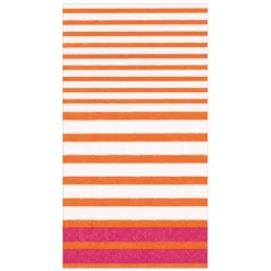Breton Stripe Guest Towel Napkins in Coral & Fuchsia - 15 Per Package