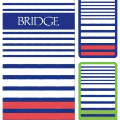 Breton Stripe Large Type BridgeGift Sets - 2 Playing Card Decks & 2 Score Pads
