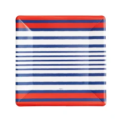 Breton Stripe Square Salad & Dessert Plates in Blue- 8 Per Package