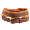 Brown & Orange Grosgrain Belt with Brown Leather