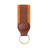 Brown & Orange Stripe Key Ring with Leather Trim