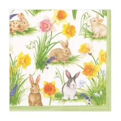 Bunnies and Daffodils Paper Luncheon Napkins - 20 Per Package
