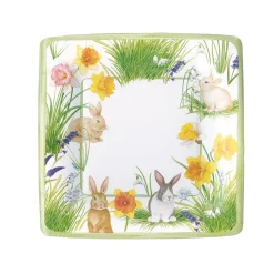Bunnies and Daffodils Square Paper Salad & Dessert Plates - 8 Per Package