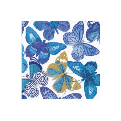 Butterflies Boxed Cocktail Napkins in Blue - 40 Per Box
