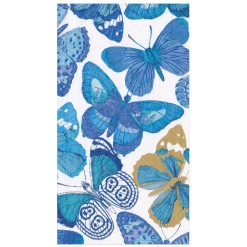 Butterflies Guest Towel Napkins in Blue - 15 Per Package