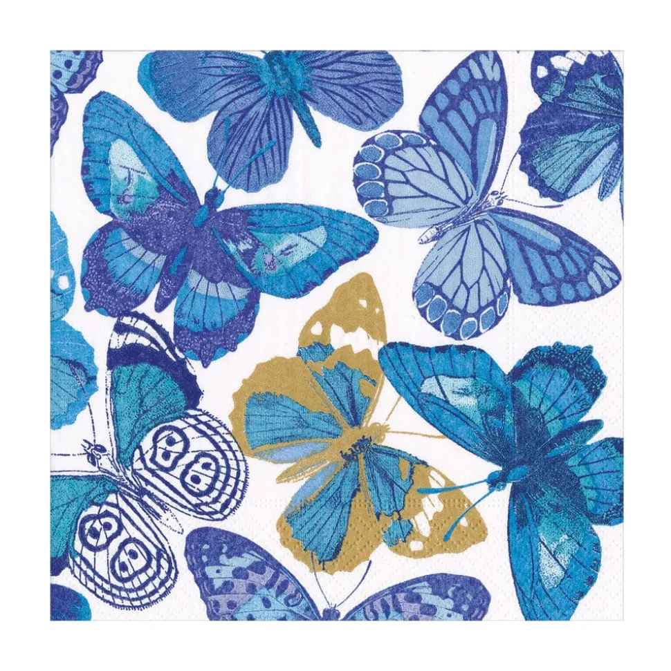 Butterflies Luncheon Napkins in Blue - 20 Per Package