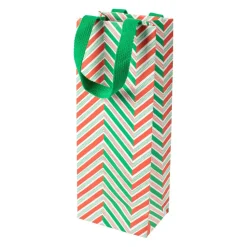 Candy Cane Stripes Wine & Bottle Gift Bag - 1 Each