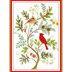 Cardinals And Twining Branch Small Boxed Christmas Cards - includes 15 cards & envelopes