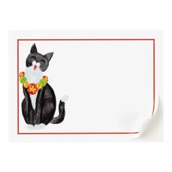 Caroling Cat Self-Adhesive Labels - 12 Per Package