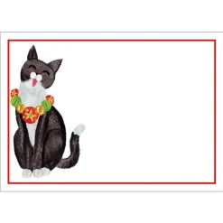 Caroling Cat Self-Adhesive Labels - 12 Per Package