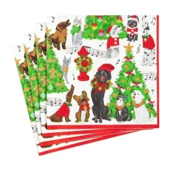 Caroling Pets Boxed Paper Cocktail Napkins - 40 Per Box