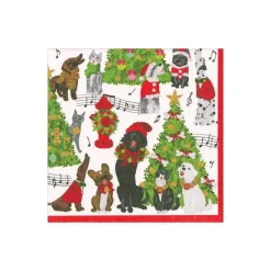 Caroling Pets Paper Cocktail Napkins - 20 Per Package