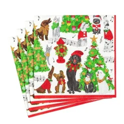Caroling Pets Paper Luncheon Napkins - 20 Per Package