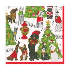 Caroling Pets Paper Luncheon Napkins - 20 Per Package