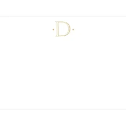 Caspari Antique Plain Letter D Foil Correspondence Cards - 12 Cards and Envelopes