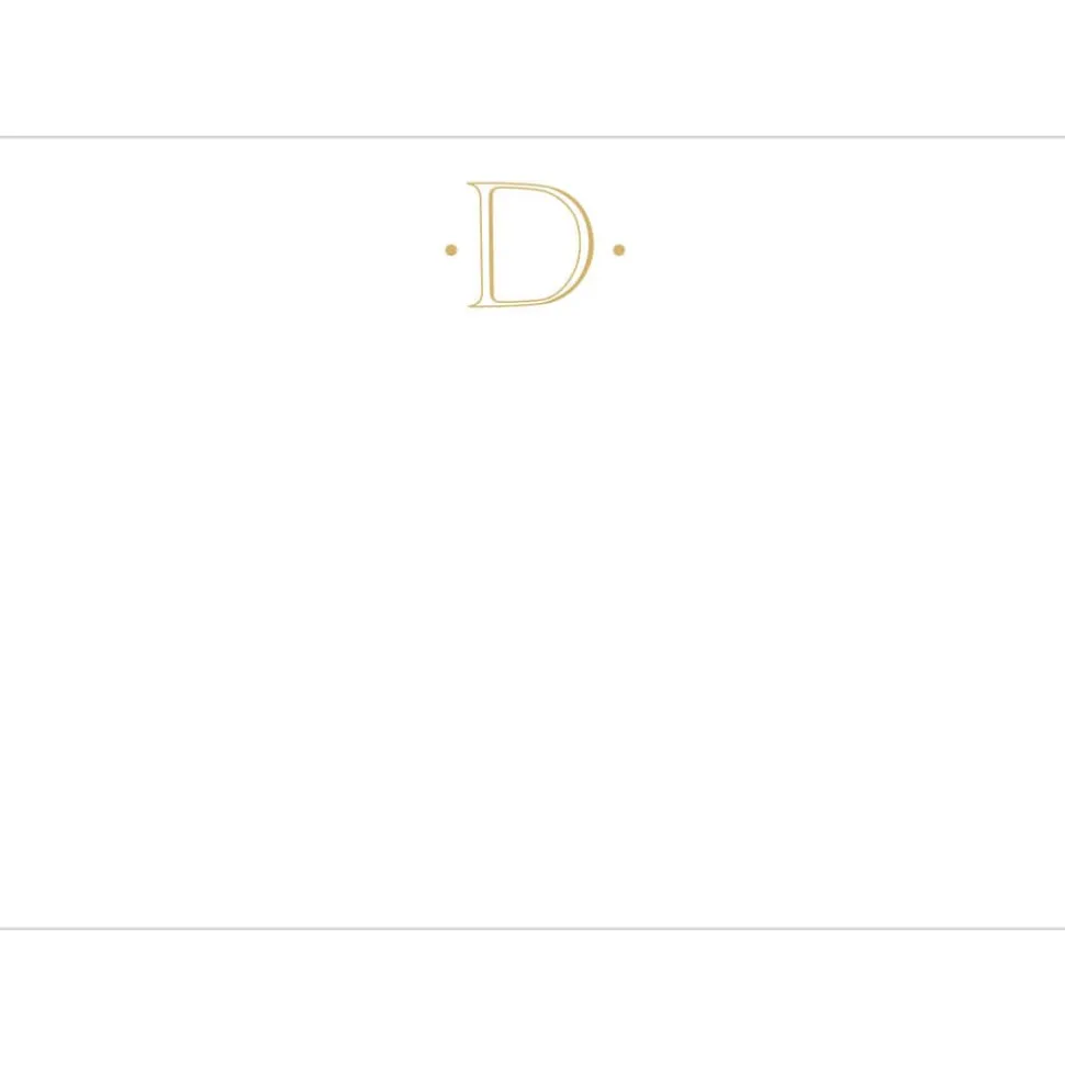 Caspari Antique Plain Letter D Foil Correspondence Cards - 12 Cards and Envelopes