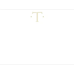 Caspari Antique Plain Letter T Foil Correspondence Cards - 12 Cards and Envelopes