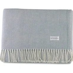Celine Herringbone Throw in Slate Blue