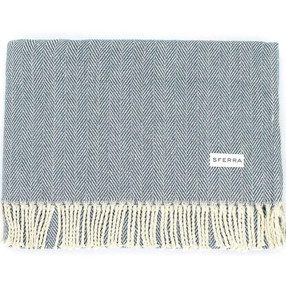 Celine Herringbone Throw in Cadet