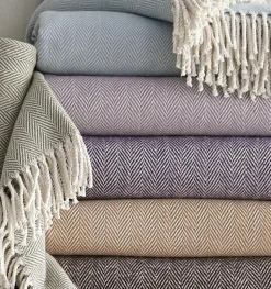 Celine Herringbone Throw in Cadet