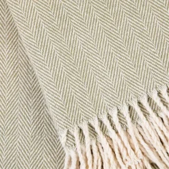 Celine Herringbone Throw in Moss