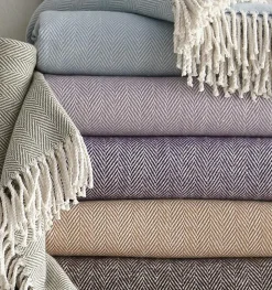 Celine Herringbone Throw in Moss