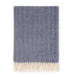 Celine Herringbone Throw in Navy