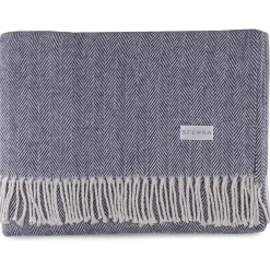 Celine Herringbone Throw in Navy