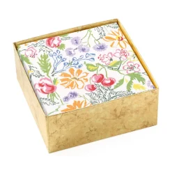Cerise Floral Boxed Paper Cocktail Napkins - 40 Per Box