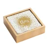 Cheers Cocktail Napkins & Gold Lacquer Holder Gift Set