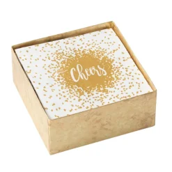 Cheers in Green Boxed Paper Cocktail Napkins - 40 Per Box