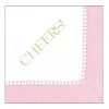 Cheers! Paper Cocktail Napkins - Linen Border in Petal Pink