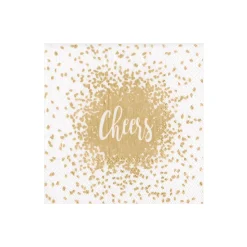 Cheers Paper Cocktail Napkins in Gold - 20 Per Package