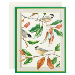 Chickadee And Magnolia Large Boxed Christmas Cards - includes 15 cards & envelopes