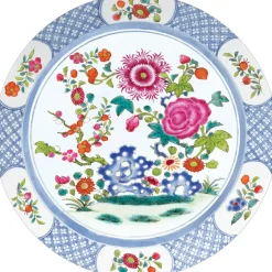 Chinese Floral Porcelain Round Paper Placemats - 12 Per Package