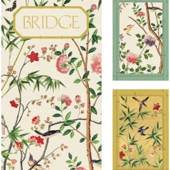 Chinese Wallpaper Bridge Gift Set in Blue - 2 Playing Card Decks & 2 Score Pads