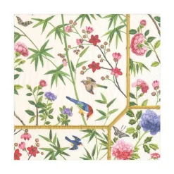 Chinese Wallpaper Paper Luncheon Napkins in Cream - 20 Per Package