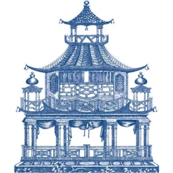 Chinoiserie Toile Pagoda Die-Cut Placemats - 4 Each