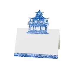 Chinoiserie Toile Pagoda Place Cards in Blue- 8 Per Package