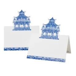 Chinoiserie Toile Pagoda Place Cards in Blue- 8 Per Package