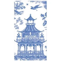 Chinoiserie Toile Pagoda Guest Towel Napkins in Blue - 15 Per Package