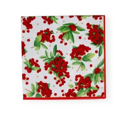 Christmas Berry Paper Dinner Napkins in Red - 20 Per Package