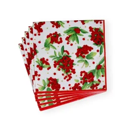Christmas Berry Paper Dinner Napkins in Red - 20 Per Package