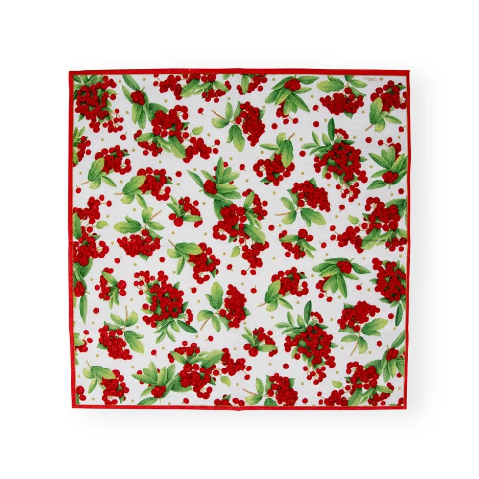 Christmas Berry Paper Dinner Napkins in Red - 20 Per Package